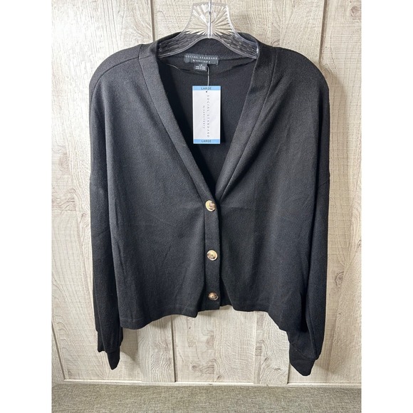 Social Standard By Sanctuary Sweaters - Social Standard By Sanctuary Womens Black Cardigan Sweater Large Button Up